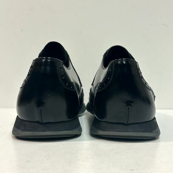 Prada Black Brushed Leather Wingtip Derby Dress Sneakers UK 9.5 EE / US 10.5 D